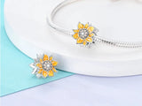 NEW Genuine 925 Sterling Silver SUNFLOWER European Slide Charm Bracelet Necklace Sunflower
