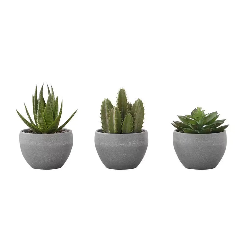 3-Pieces Artificial Plant Succulent 5.8 In. Potted Table Greenery Green Plant, G Green Plant