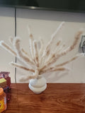 Faux Beige Pampas Grass Decor In White Vase Fluffy 13-17" Vase 5" Pampas Grass