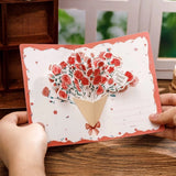 3D Pop UP Rose Bouquet Greeting Card Birthday Valentine Gift Love Card Bouquet