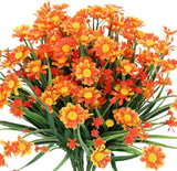 Artificial Daisies Flowers Outdoor UV Resistant Fake Plastic Flower Decor 4 Pack Roses