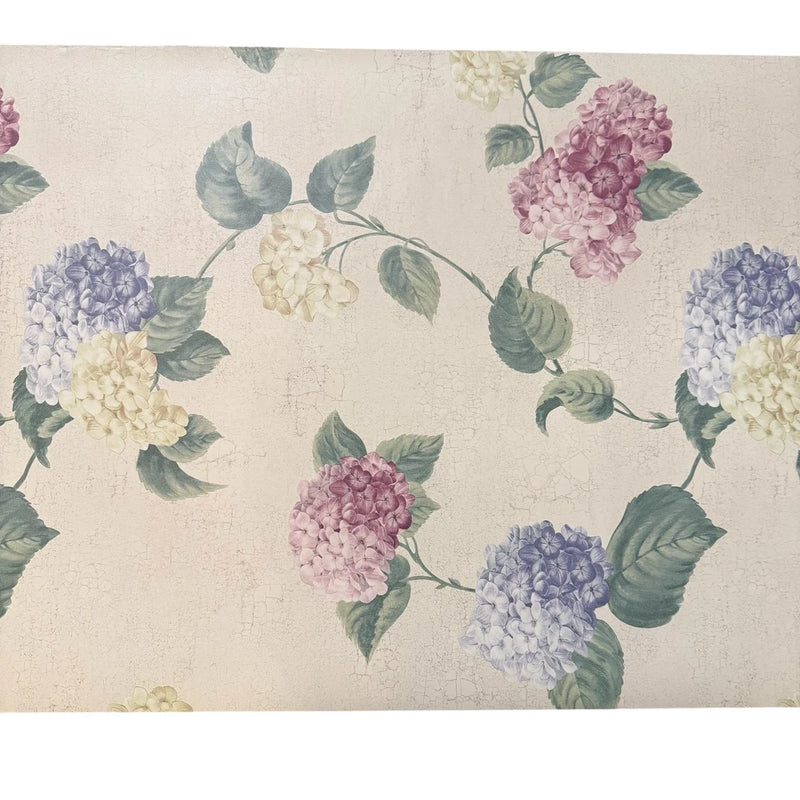 Carey Lind Vintage Wallpaper Cottage Core Floral Hydrangeas 3 Rolls NEW Retired Hydrangea