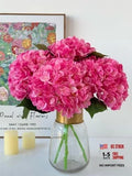 4Pcs Silk Hydrangea Artificial Flower Rose Red Lifelike Big Blooms Magenta Hydrangea