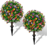 Artificial Boxwood Topiary Ball Trees 2 Pack Green Plant