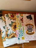 Lot of White w Sunflowers Easter Bunny Rabbit Spring Flowers Day of Dead Holiday Sunflower