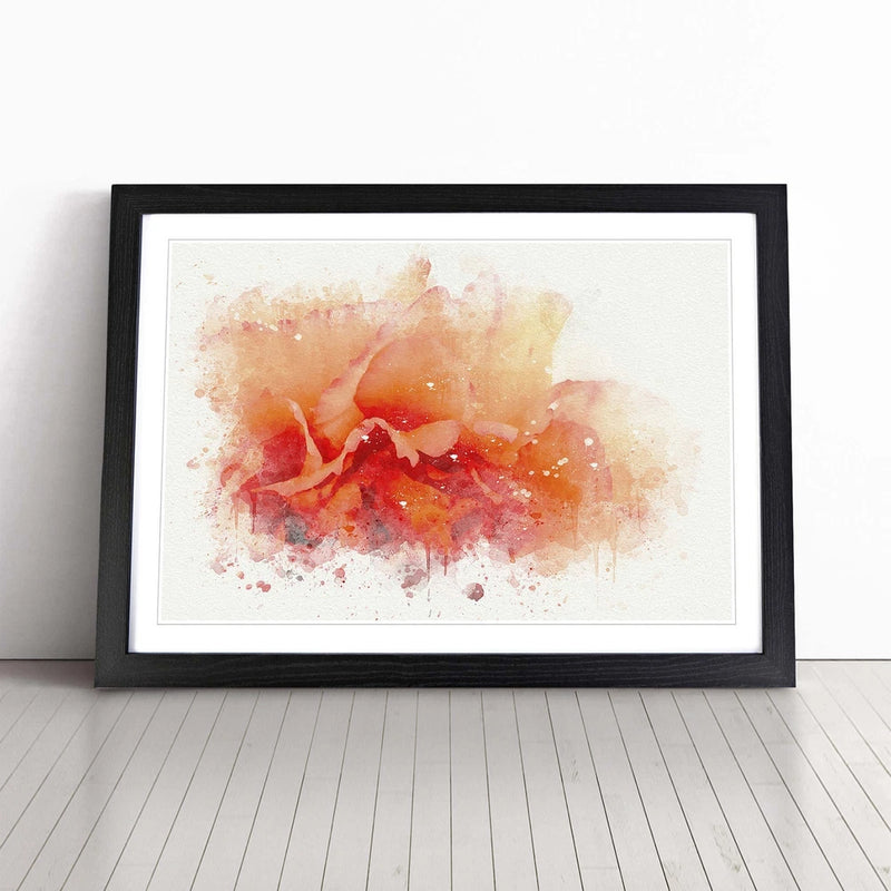 Orange Carnation Flower in Abstract Framed Canvas Wall Art Print Poster Picture Carnation