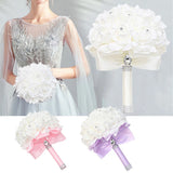 Roses Pearl Bridal Bouquet Artificial Silk Flowers Bridesmaid Wedding Bouquet Bouquet