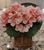 Valerie Parr Hill Faux Hydrangea Arrangement In Basket Peach Pink Floral Spring Hydrangea