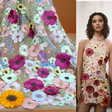 30cm Width 3D Flower Sunflower Floating Embroidery Evening Dress Dress Sunflower