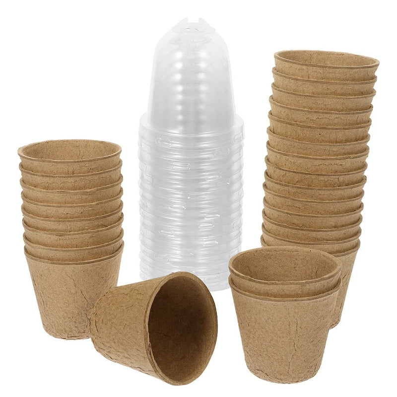 25 Pcs Plastic Nursery Garden Pots with Lids Clear for Plant Care Garden Plants
