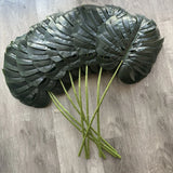 NEW 8 x Faux Real-looking Oversized Tropical Monstera Leaf in Dark Green Green Plant