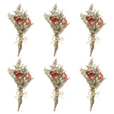 6 Pcs Mini Rose Dried Flower Bouquet Baby's Breath Boho DIY Gift Dark Red Dried Flower
