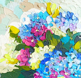 Handmade Original Impasto Abstract Hydrangea Flowers Floral oil painting 6x6 Hydrangea