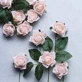 24 BLUSH 2" Mini FOAM ROSE Flowers Stems Wedding Events Decorations Supplies Bouquet