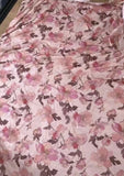 vintage  fabric remnants Pink Floral Designer 55% Silk + 45% Linen DIY material Flowering Plants