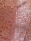 Peach Raschel Lace Sheer Mesh Floral Pattern 58/60Ó Polyester Fabric By The Yard Flowering Plants