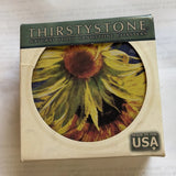 Thirstystone Sunflower Coasters, Natural Cork Backing, Made In USA Sunflower