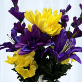 23" Artificial Purple & Yellow Mum, Lily & Hydrangea Floral Bush Hydrangea