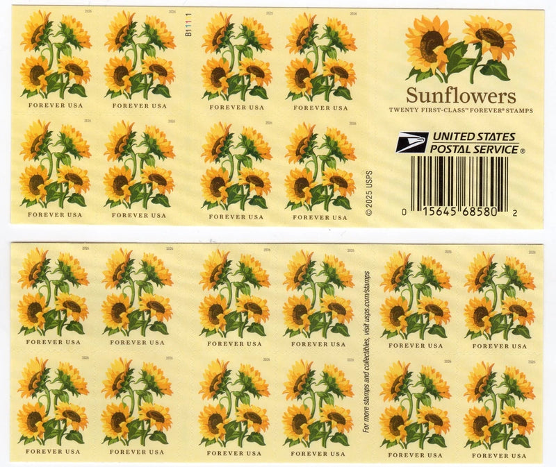 USPS Sunflower Booklet of 20 Forever Stamps (6067) Sunflower