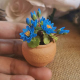 Blue Water Lily Flower Miniature Dollhouse 3 Bunches Thai Lotus Flowers Decor Lily