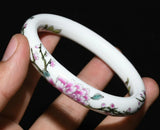 Old Chinese Dynasty Colour Enamel Porcelain Peony Flower Bird Bracelet Bangle Peony