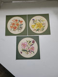 Vtg Crosstitch Flowers 3 Types Lilies Flower Orange Pink Yellow 4 Green Mat 7x7 Lily
