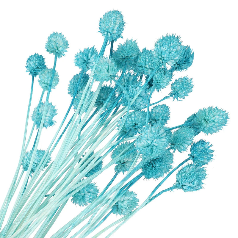 30 Pcs 16 Inch Dried Flowers for Vase Mini Pine Ball Flowers Blue(Stem) Dried Flower