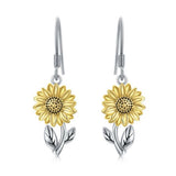Sunflower Drop Earrings Stainless Steel Silver Gold Tone Floral Dangle Sunflower