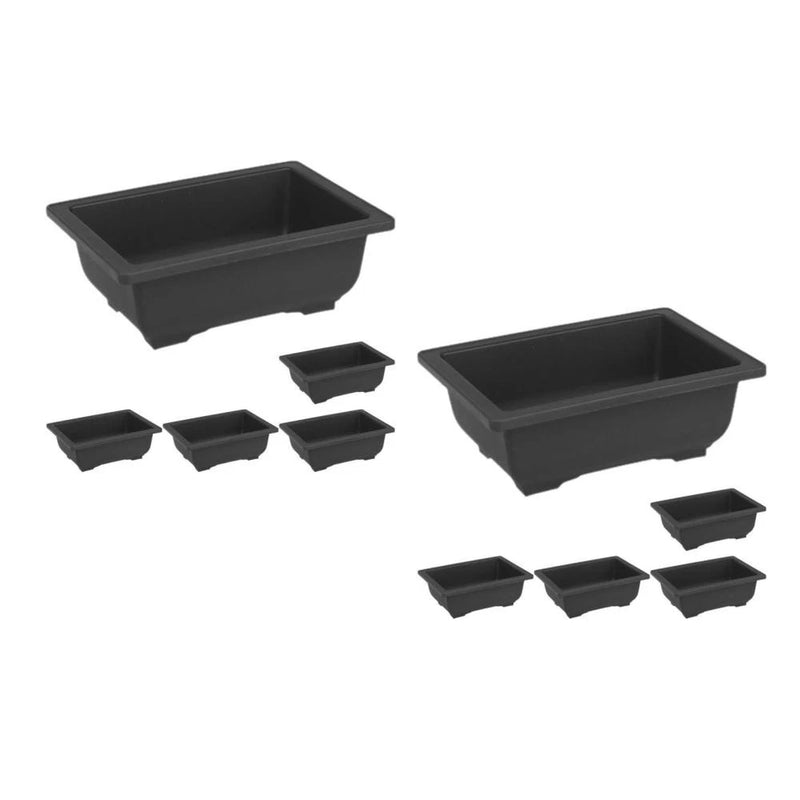 Set of two black rectangular planter pots for succulents and bonsai