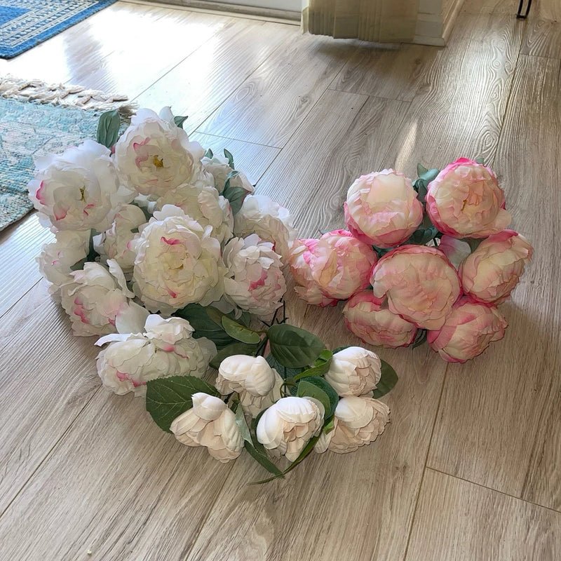 Large Lot Of Artificial Peony Silk Flowers Pink White Blush Wedding Bridal Craft Peony