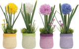 4Pcs Fake Flowers in Vase, Babys Breath Artificial Flowers Indoor, Fake Potted P Hydrangea