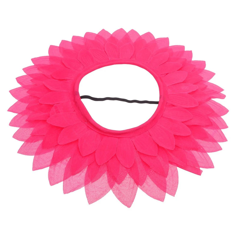 Pink ruffled flower headband with round center opening