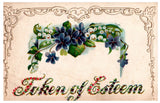 Token of Esteem Violets Lily of the Valley Embossed Postcard PM 1913 0523 Lily