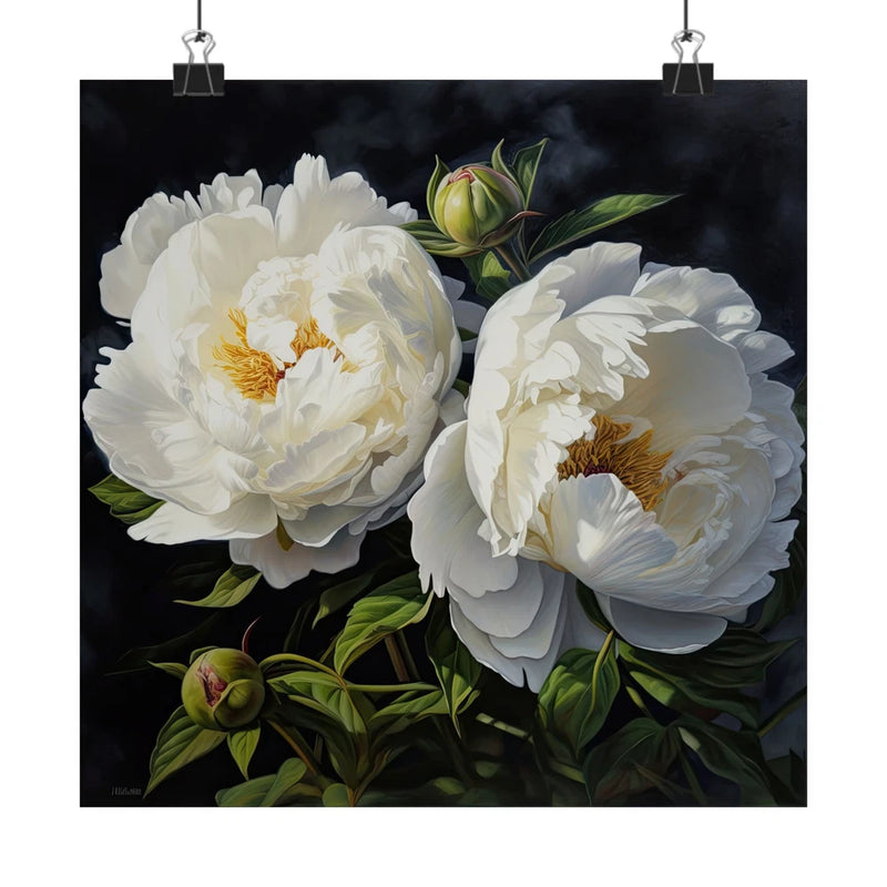 White Peonies Flower Art Print, White Flower Painting, Flower DŽcor 16 Peony
