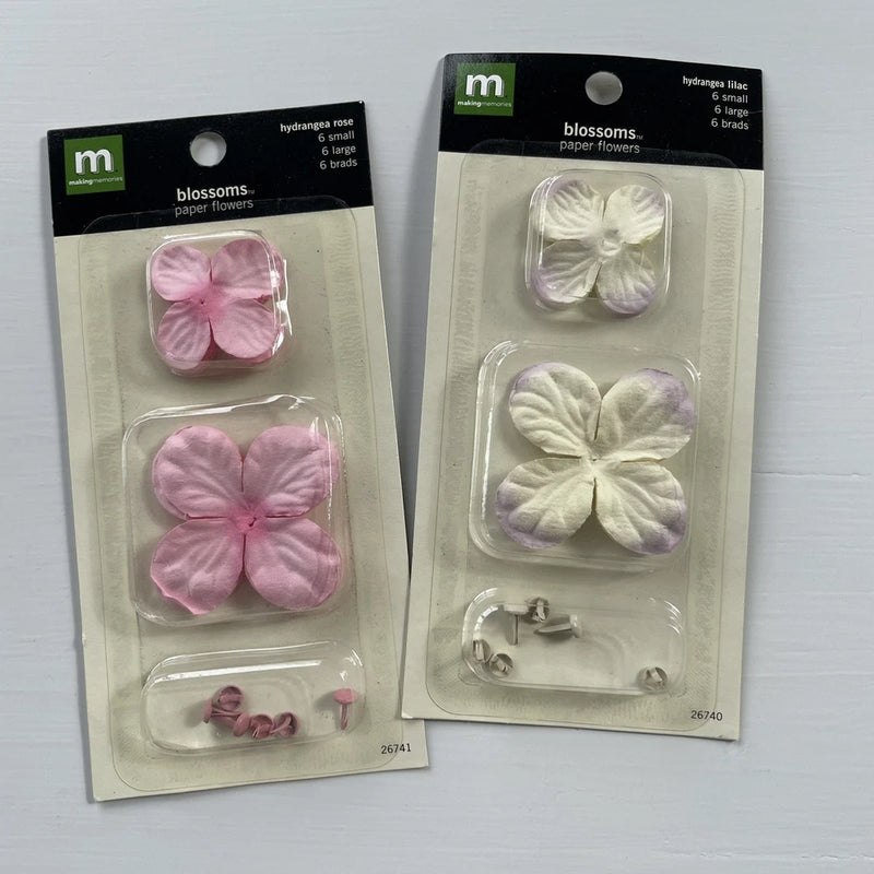 Making Memories BLOSSOMS PAPER FLOWERS Hydrangea Lilac & Rose Colors Hydrangea