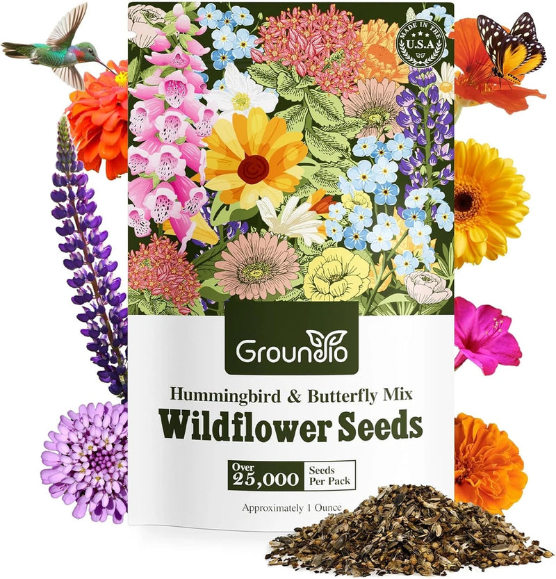 Wildflower Seeds Hummingbird and Butterfly Mix 1 Ounce, No Filler, 24 Varieties Garden Plants
