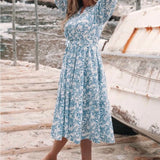 Lali Mommy & Me Hydrangea Dress Midi Tiered Floral Boho XS Blue & White X-Small Hydrangea
