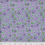 Vinca Flowers Purple & Green Calico 100% Cotton Fabric BTY Flowering Plants