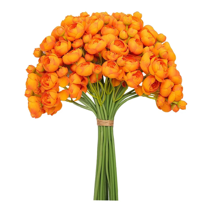 32pcs Ranunculus Artificial Flower, Faux Silk Mini Orange Ranunculus Flowers ... Ranunculus