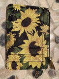 Monarque Sunflower Flower Floral Pattern Zipped Coin Wallet Card Pockets Travel Sunflower