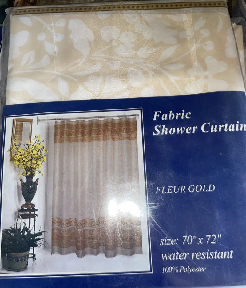 New Carnation Homes Fleur Gold Fabric Shower Curtain 70Óx72Ó Carnation