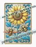 Sunflower Bloom Metal Sign Cheerful Floral Decor garage wall posters Sunflower