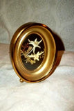 MINIATURE DRIED FLOWERS PICTURE BRASS FRAME CONVEX GLASS FOOTED OVAL MCM Dried Flower