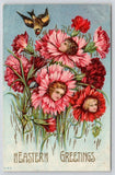 Fantasy Pink Carnation Flower Children Easter Wishes c1910 Postcard Germany Carnation