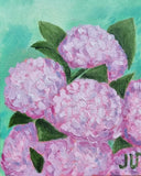 Hydrangea Oil Painting Small Flower Original Wall Art Home Decor 6x8 in Hydrangea