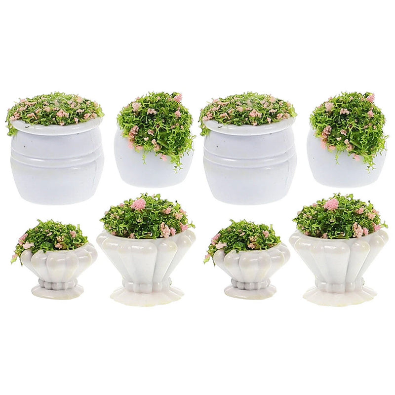 8PCS Miniature Flower Bed Model Landscape Green Plant Decor DIY Supplies Scenery Green Plant