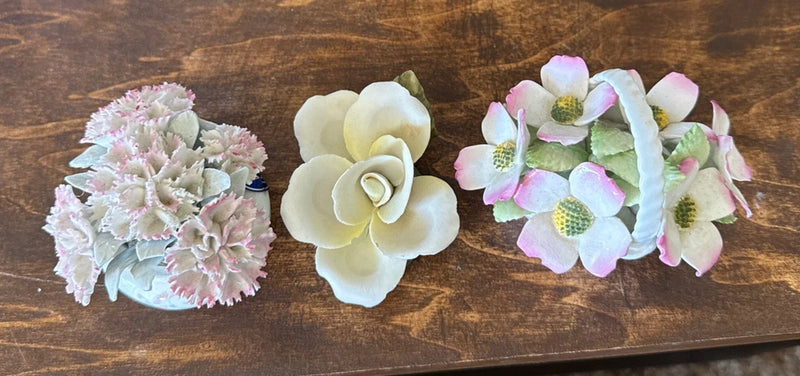 Vintage Royal Doulton Bone China Porcelain carnation flower rose England set 3 Carnation