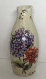 Vintage look Floral vase Hydrangea applique pink blue 7.25Ó Hydrangea