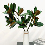Artificial Magnolias Branches Faux Rubber Tree Leaves Long Stem Real Touch fo... Green Plant