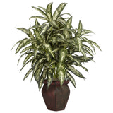 30" ARTIFICIAL SILK TROPICAL AGLAONEMA PLANT PALM w/ POT ~ DECOR ARRANGEMENT Green Plant